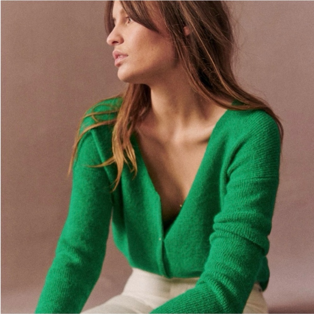 Sezane Barry Cardigan in Bright Green